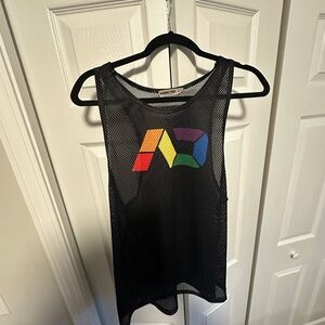 Black Sleeveless Tank Top with Striking Geometric Design